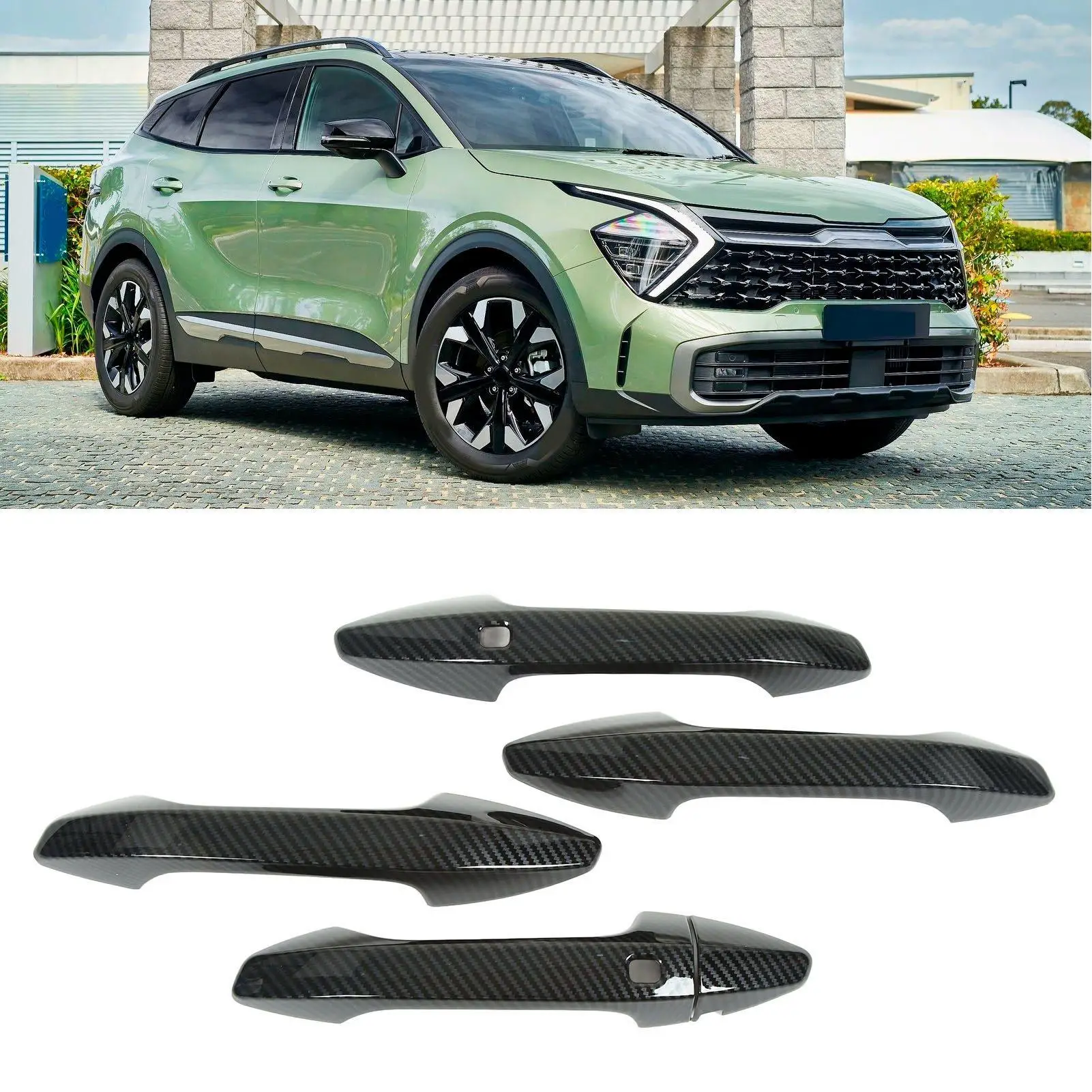 Car Exterior Door Handle Cover Carbon Style Outside Pull Out Handle Protector Cover Trims for Kia sportage NQ5 HEV NQ5