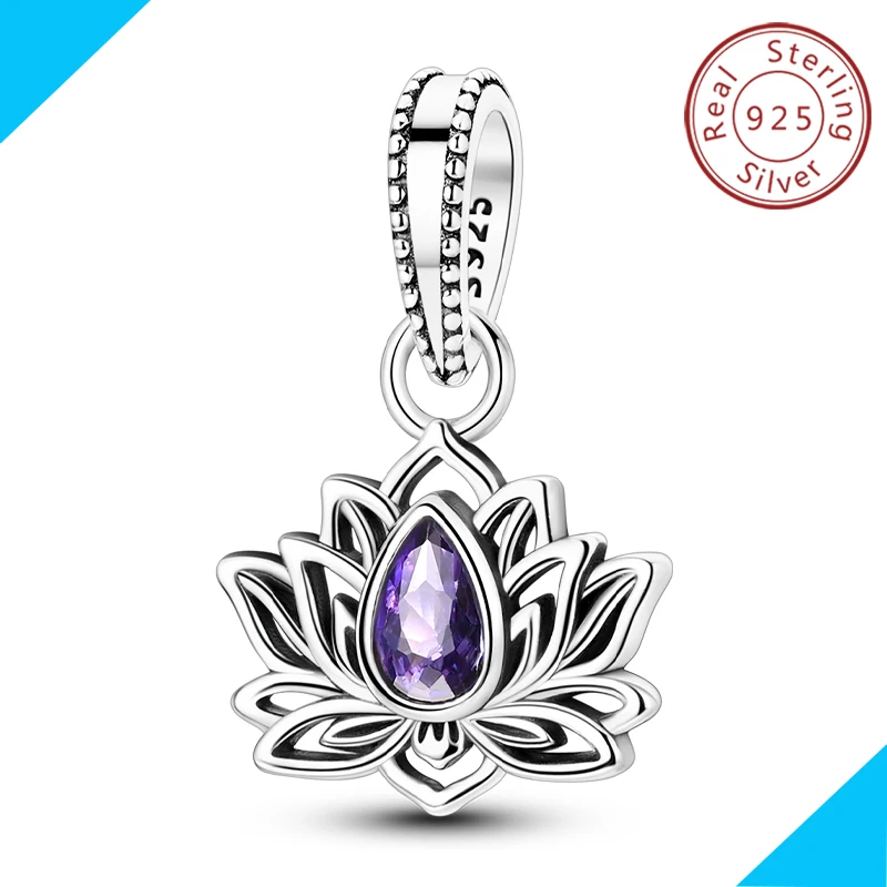 

Lotus flower 925 Sterling Silver Originales Charm Pendant Fit Bracelet Charm DIY Woman Jewelry