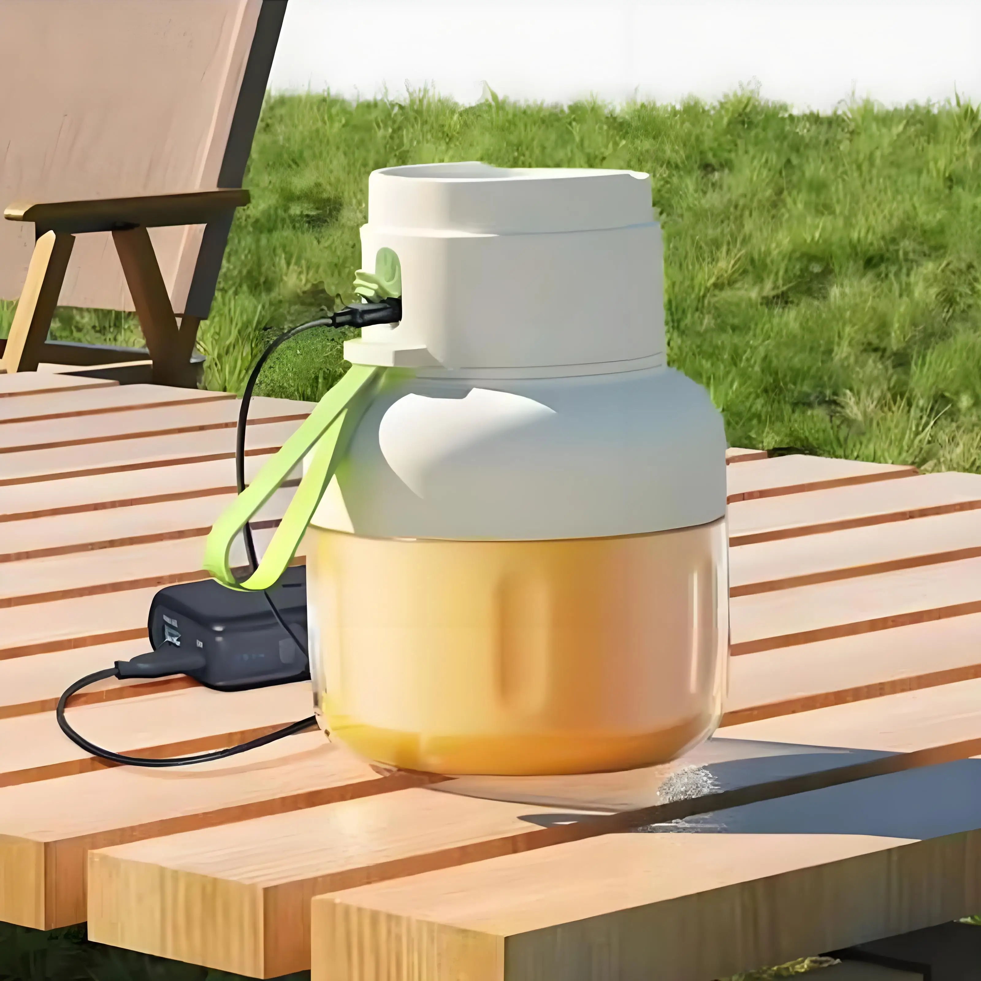 1pc Compact USB charging juicer cup double lid juicer cup large capacity juicer cup multifunctional electric fruit and vegetable