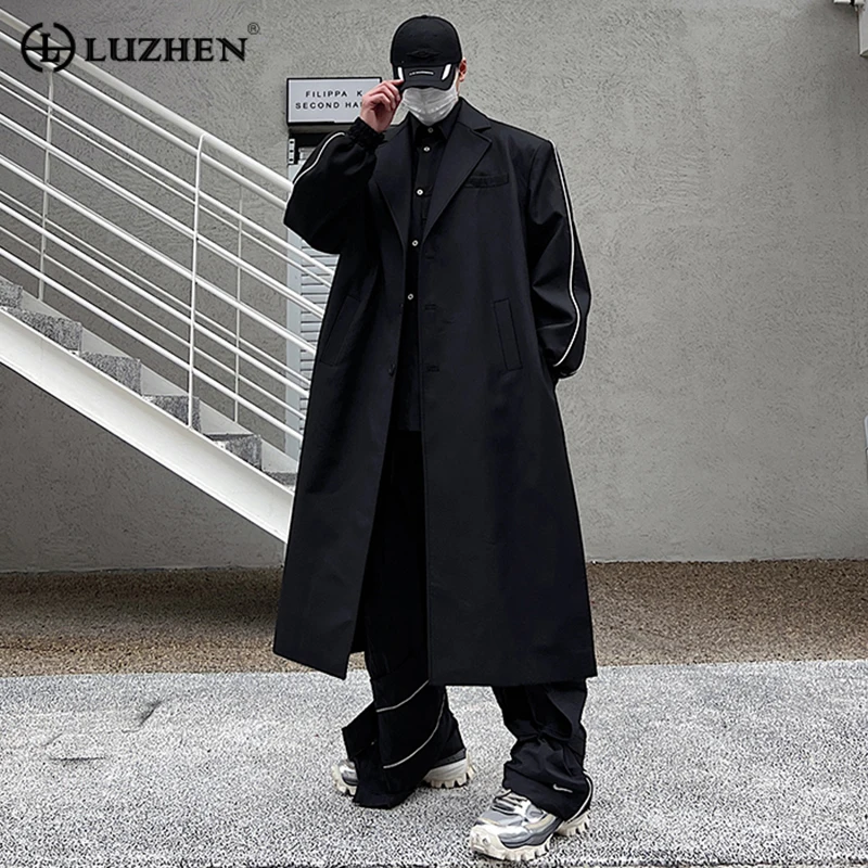 

LUZHEN High Quality Street Design Original Long Trench Coat Men's Overcoat Suit 2023 Autumn Winter Male Stylish Clothing Bbff91
