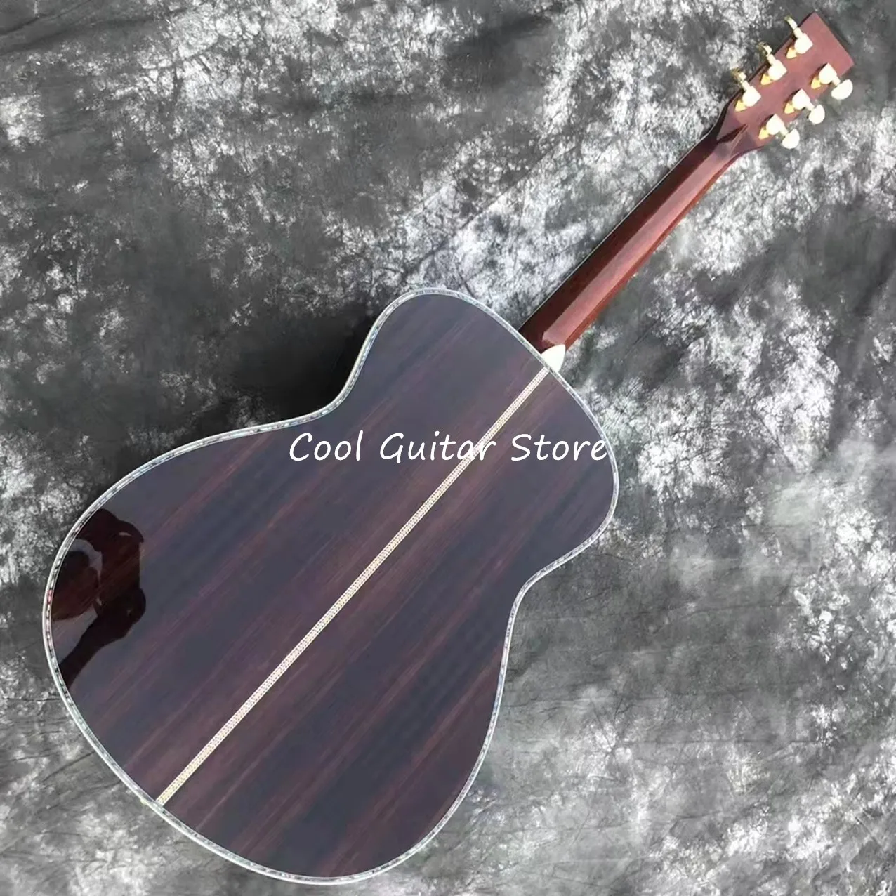 Top Quality OM Model,VS Color Acoustic Guitar,100% Real Abalone,Solid Wood Top,39 Inches,Ebony Fingerboard