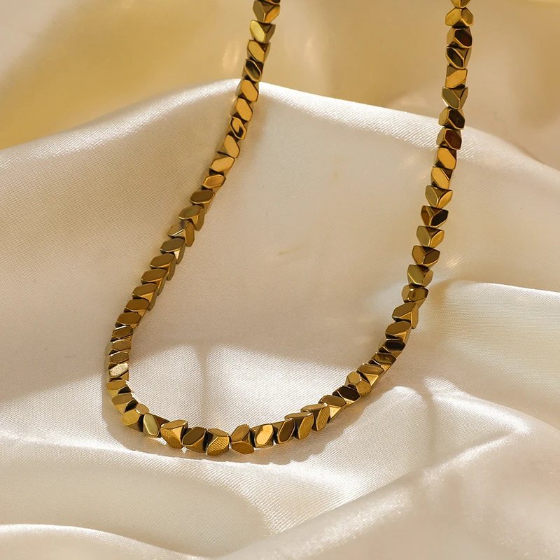 EILIECK 316L Edelstahl Vintage Goldfarben Halskette für Frauen Hochwertige Wasserdichte Gliederkette Modisches Partygeschenk für Mädchen – Detail 11