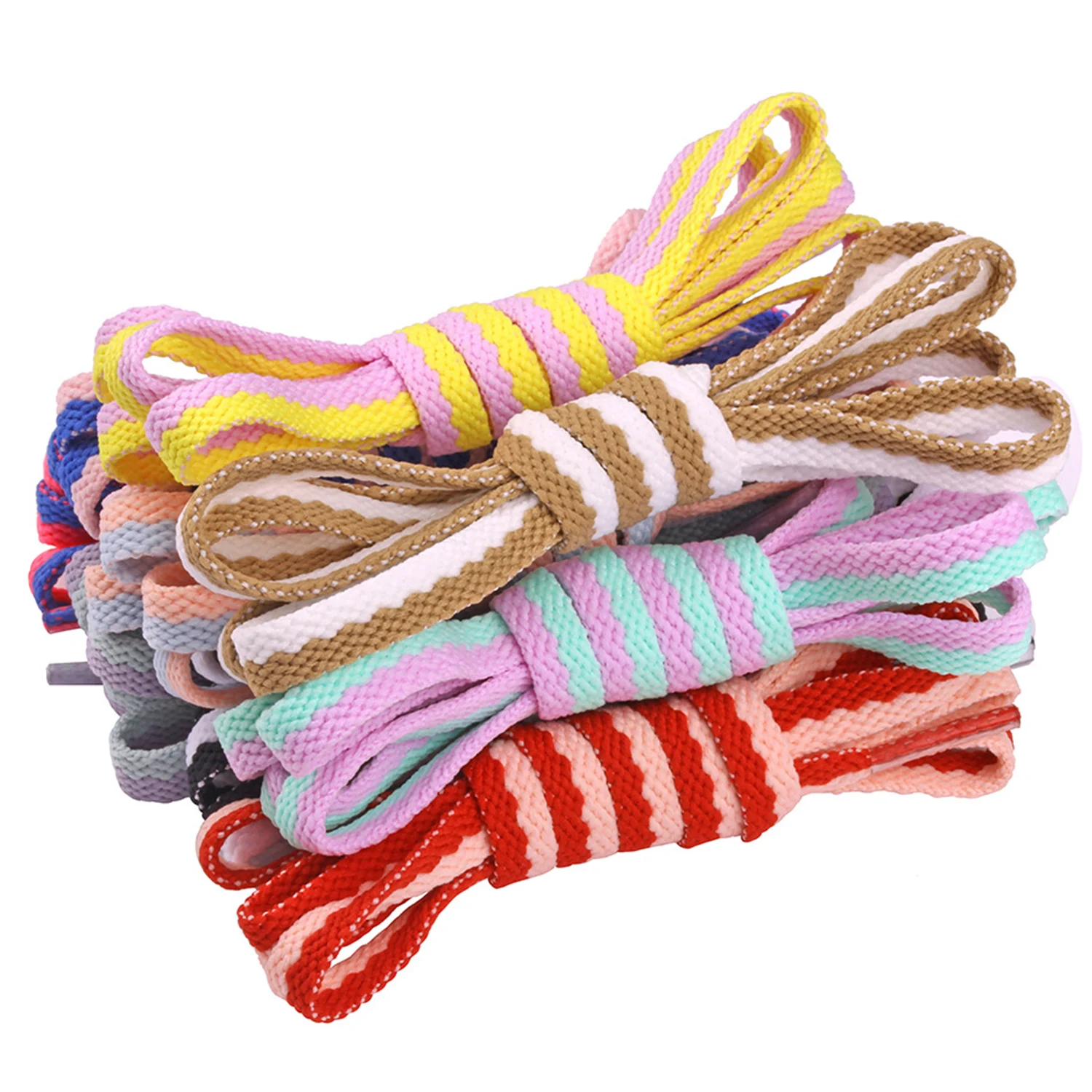 

1Pair Flat Shoelaces For Sneakers Two-colors Fabric Shoe Laces Elastic Shoe Lace Boot Laces For Shoes Classic Soft Shoestrings