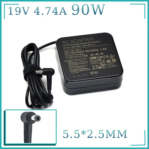 Imagen 1 del producto Adaptador de corriente alterna para ordenador portátil, 90W, 19V, 4,74a, 5,5x2,5mm, ADP-90YD B para ASUS A52F A53E A53S A53U A55A A55VD D550CA D550M D550MAV