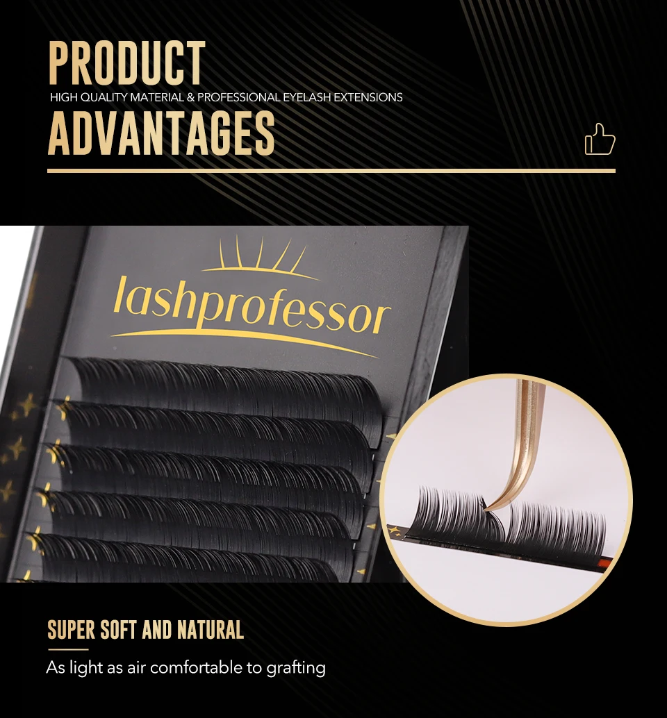 Lashprofessor 16 Reihen Russische Volumen Wimpernverlängerung 0,03/0,05/0,07/0,1 Individuelle handgemachte Seide Nerz falsche Wimpern Kneiffächer – Detail 6