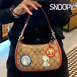 Snoopy New Fashion Shopping Bag Retro Casual Women Totes Shoulder Bags PU Leather Solid Color Underarm Handbag for Women 2024