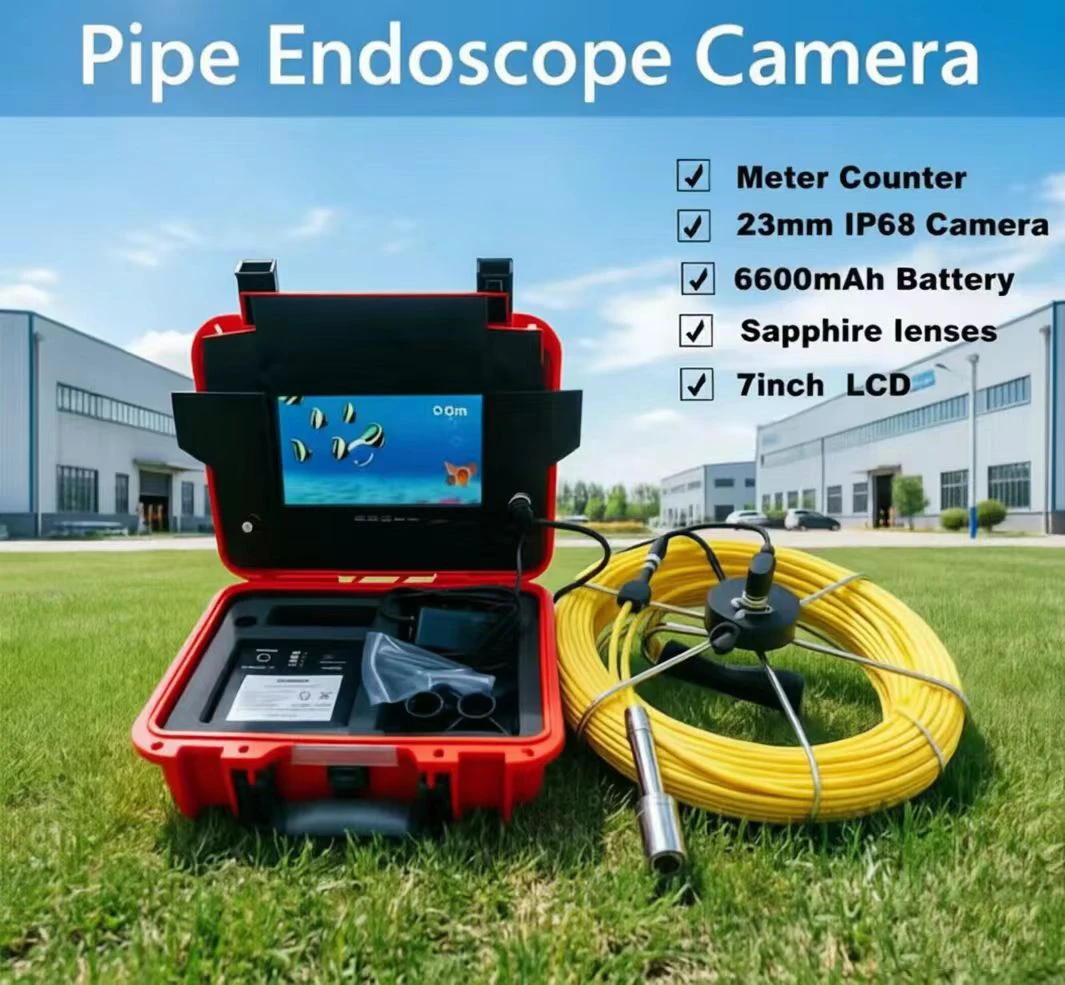 Meter Counter 23mm IP68 Camera Head7 Monitor 6600mAh Battery Inspection Sewer Endoscope Drain Pipeline Industrial Video Camera