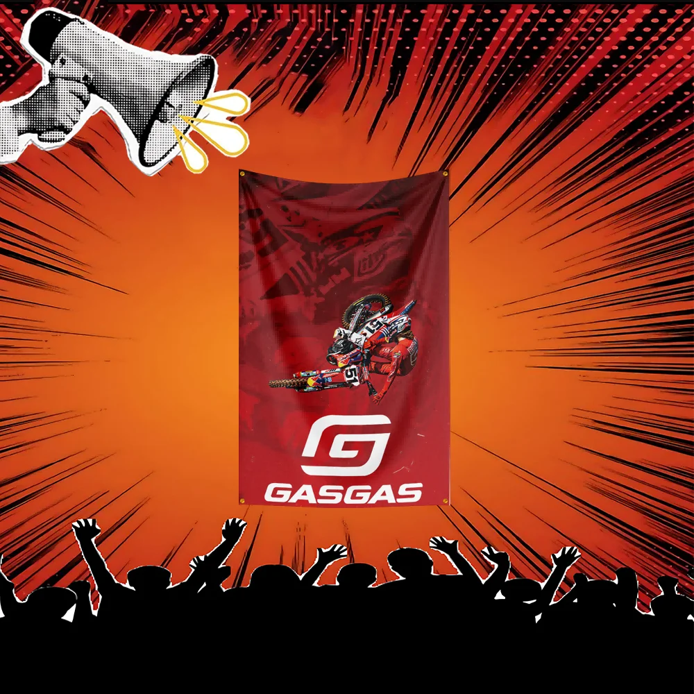 GASGAS Motorcycle Flag 3x5 FT Polyester Banner For Garage Man Cave Wall Decor Biker Gift