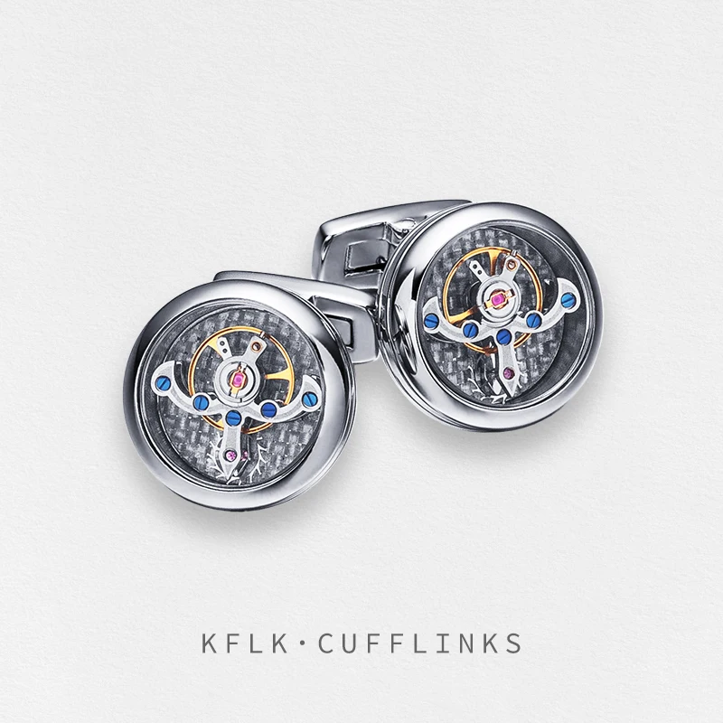 KFLK Shirt Cufflinks for Mens Brand Cuff Button Cuff link High Quality Watch Mechanical Movement Tourbillon Guests Wedding