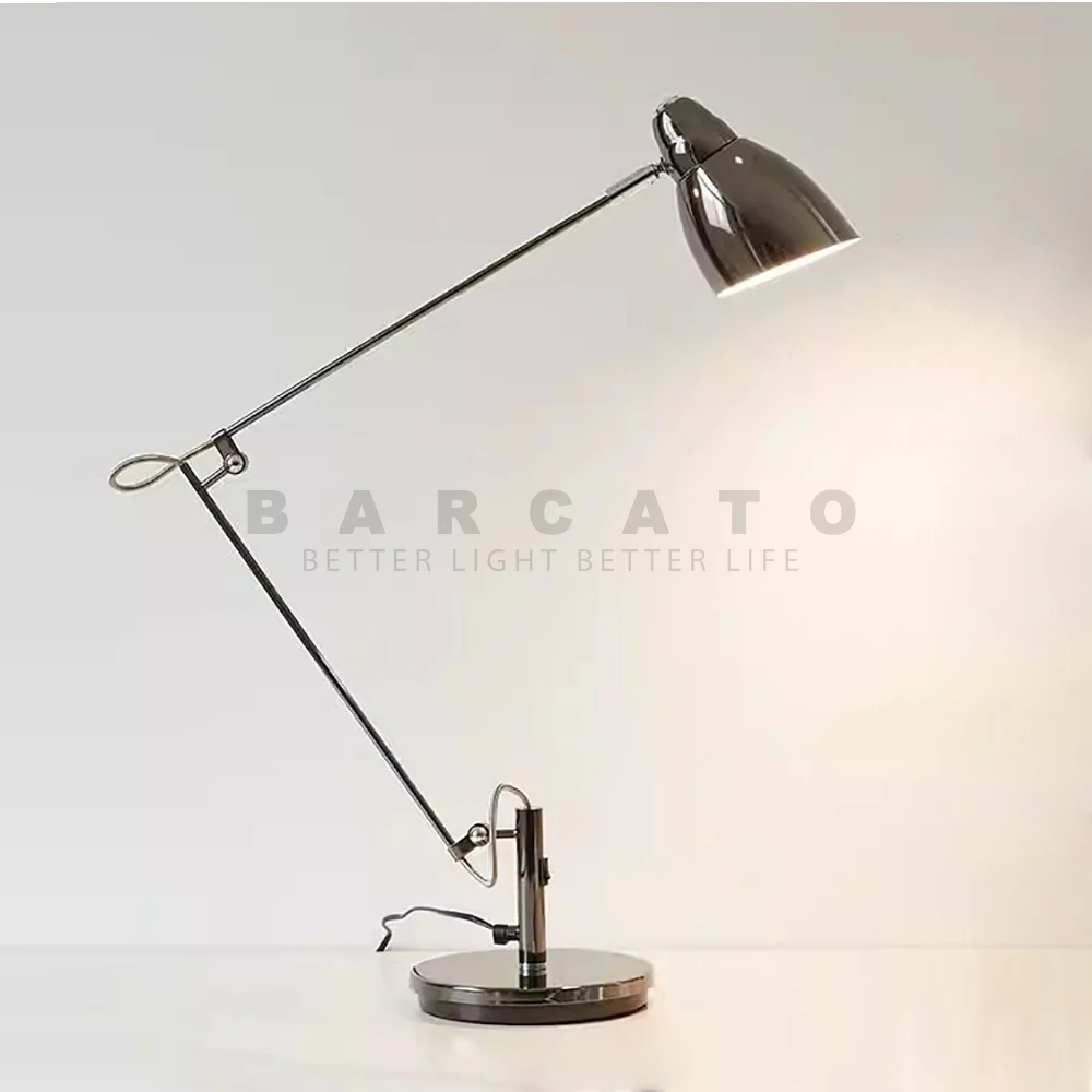 

Modern Office Work Study Desk Lamp Swing Long Arm Flexible Adjustable Aluminum Sand Nickel E27 LED Reading Desktop Floor Lights