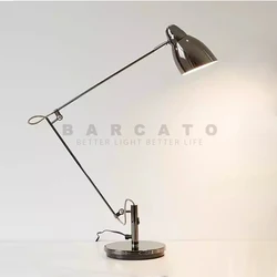 Modern Office Work Study Desk Lamp Swing Long Arm Flexible Adjustable Aluminum Sand Nickel E27 LED Reading Desktop Floor Lights