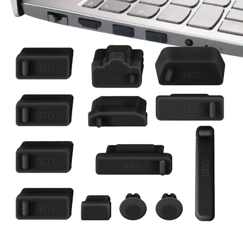 Penutup USB Anti debu 13 buah, penutup silikon Anti debu Port Laptop Stopper Laptop Universal USB colokan debu antarmuka komputer