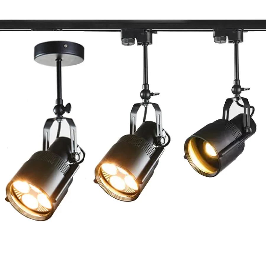 

10W 25W 35W Industrial Vintage LOFT LED Track Spotlights E27 Clothing Bar Store Shop Track Rail Ceiling Lamps Track Lighting