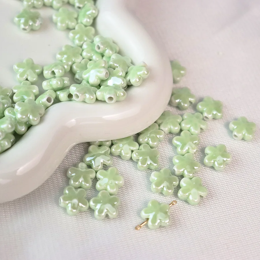 10pcs New 12mm Five Petals Flower Ceramic Beads For Jewelry Making Mixed Loose Porcelain Beads DIY Bracelet Charm Accessories