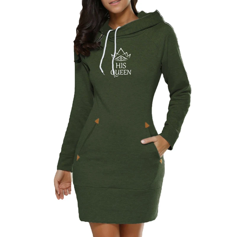 Latest Autumn and Winter Women\'s Printed Short Hoodie Slim Fit Dress Solid Color Hoodie Dress Women\'s Long Sleeve Dress