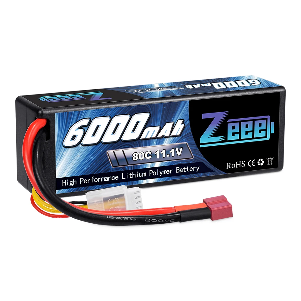 1/2 Stuks Zeee 3S Lipo Batterij 11.1V 80c 6000Mah Hardcase Met Ec5 Plug Voor Rc Auto 'S Rc Hobby Buggy Vrachtwagens Boten Voor Fpv Drones