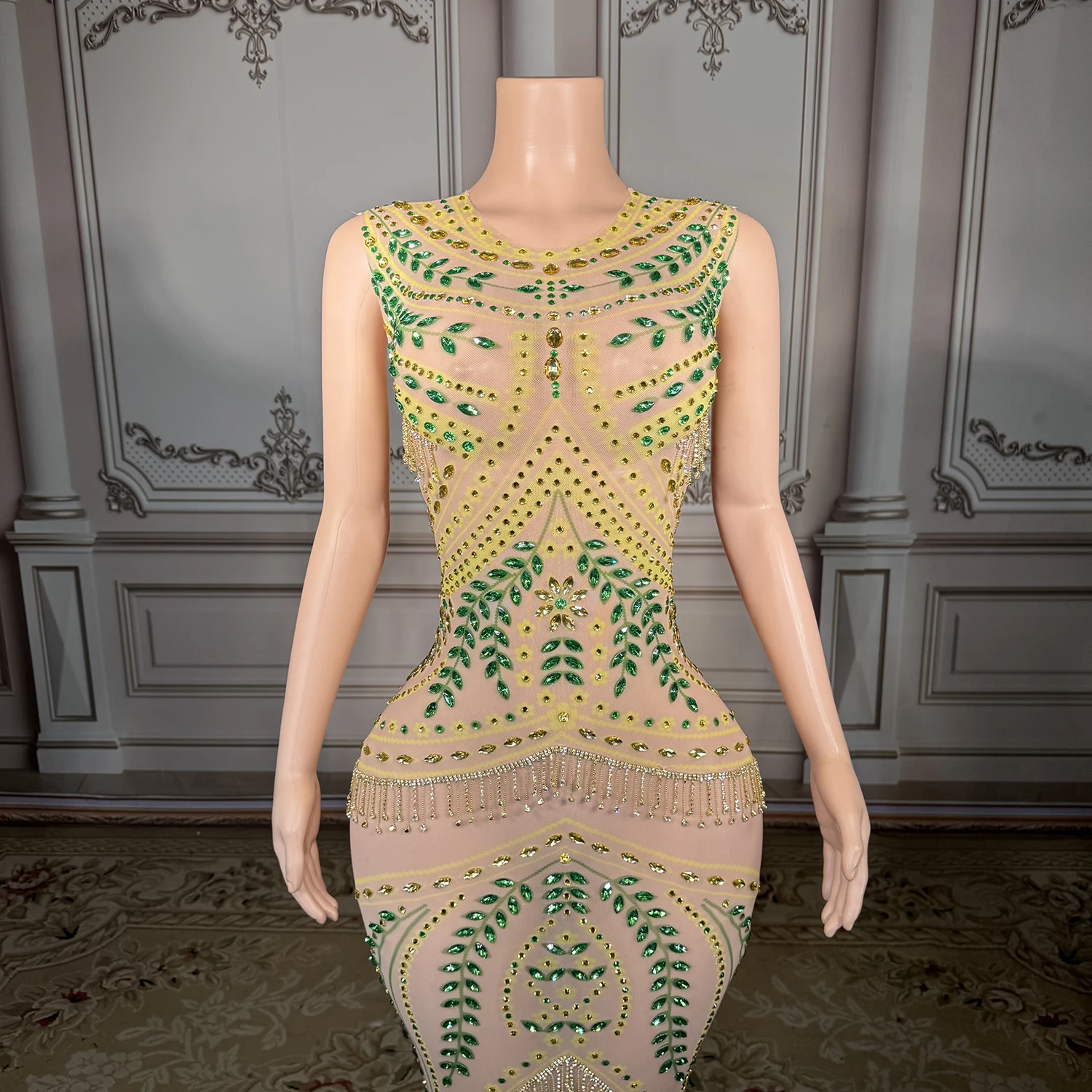 

Direct Factory New Long See-Through Evening Dresses for Women Plus Size Rhinestone Birthday Party Dress Chiffon Formal Clothing