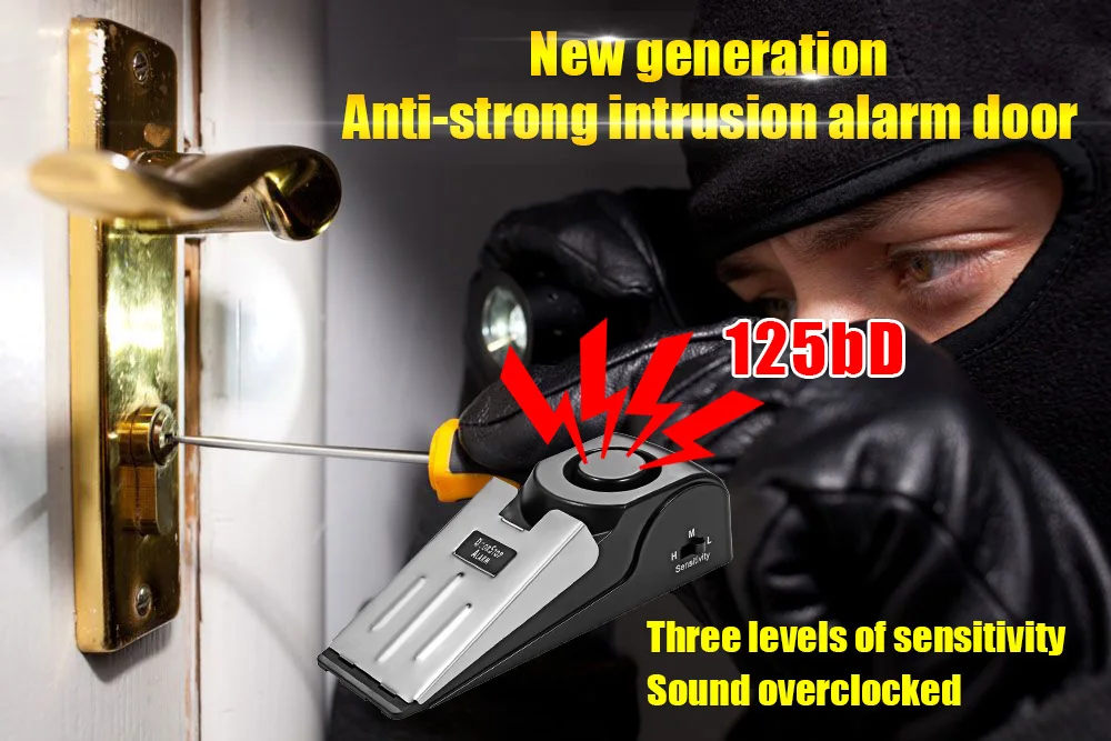 KERUI 125DB Anti-theft Burglar Stop System Security Home Alarm System Door Block Blocking Home Wedge Stopper Shaped Safety Stop