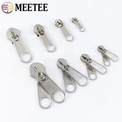 10Pcs 3# 5# 8# 10# Silver Zippers Slider Head for Nylon Zipper Tape Single Double Sided Zips Pull Bag Coat Zip Sewing Repair Kit