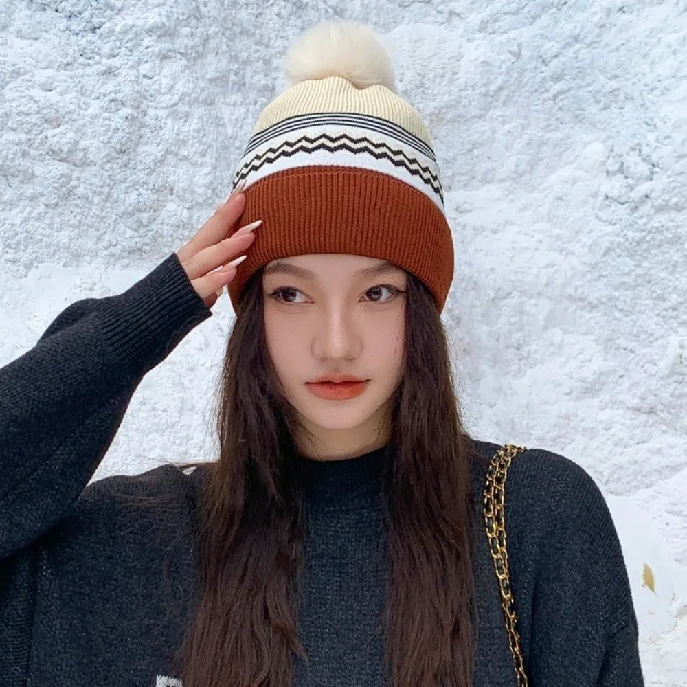 أزياء الصوف الاكريليك الحياكة قبعة قبعة Y2k قبعة دافئة بونيه Ins قبعة باردة في الهواء الطلق #3