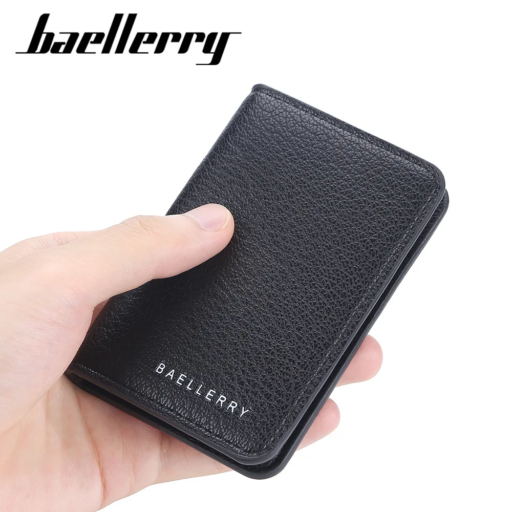 

Baellerry Slim Compact Luxury Brand Wallet Men Soft Leather Credit Card Holders Wallet for Men Small ID Card Case Cardholder