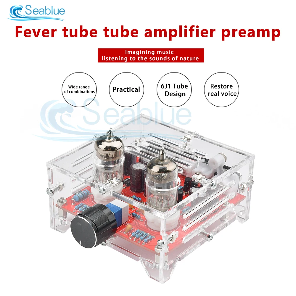 6J1 Vacuum Tube Preamplifier Board HIFI Electronic Bile Buffer Preamp With Acrylic Box Class A Tone Board Power Amplifier Board