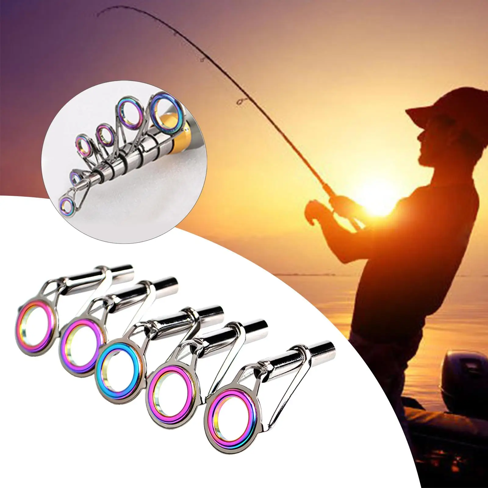Fishing Rod Tip Guide Ring Set, Circular Pole Repair, 9 Sizes, 2x5x, Multicolor image 5