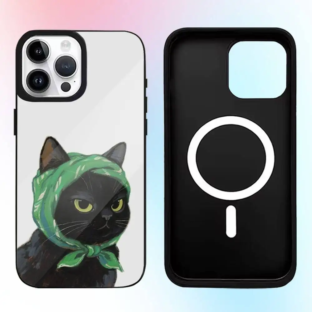 Coque de téléphone à motif de chat de dessin animé, couleur mignonne, tendance, pour iPhone17,16,15,14,13,12,11 Plus,Pro Max, charge sans fil magnétique Magsafe