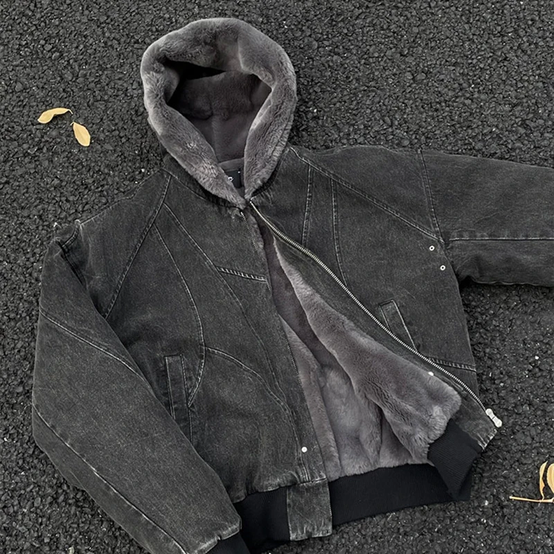 FEWQ American Style High Street Solid Color Washed Men's Plush Thick Cotton Clothing Casual Canvas Jacket 2026 Autumn New