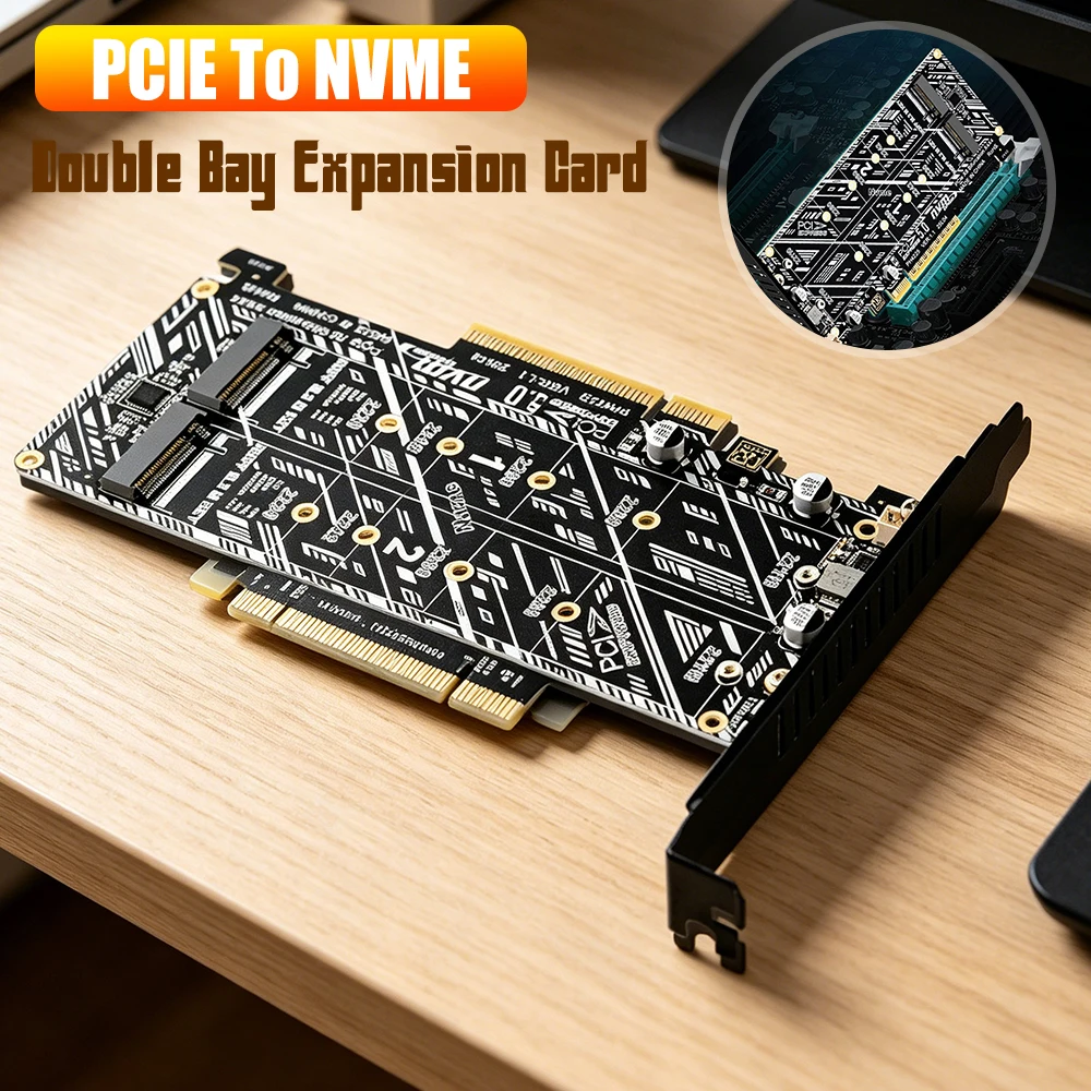 

Double NVMe To PCIE M Hard Drive Adapter Card Tools Included PCIE To NVME Drive Expansion Card for Desktop PC Data Movement