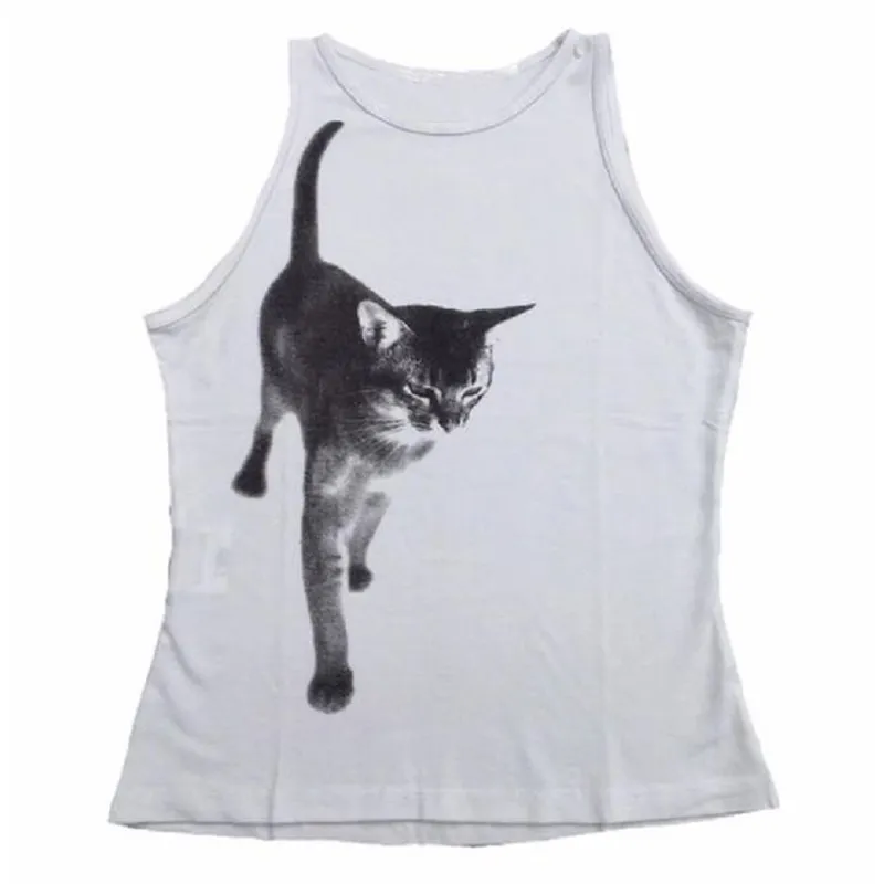 Summer Cat Vintage Pattern Print Vintage High Street Apparel Aesthetics Women\'s Casual Tank Top Harajuku Trendy Tank Top