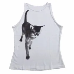 Summer Cat Vintage Pattern Print Vintage High Street Apparel Aesthetics Women's Casual Tank Top Harajuku Trendy Tank Top