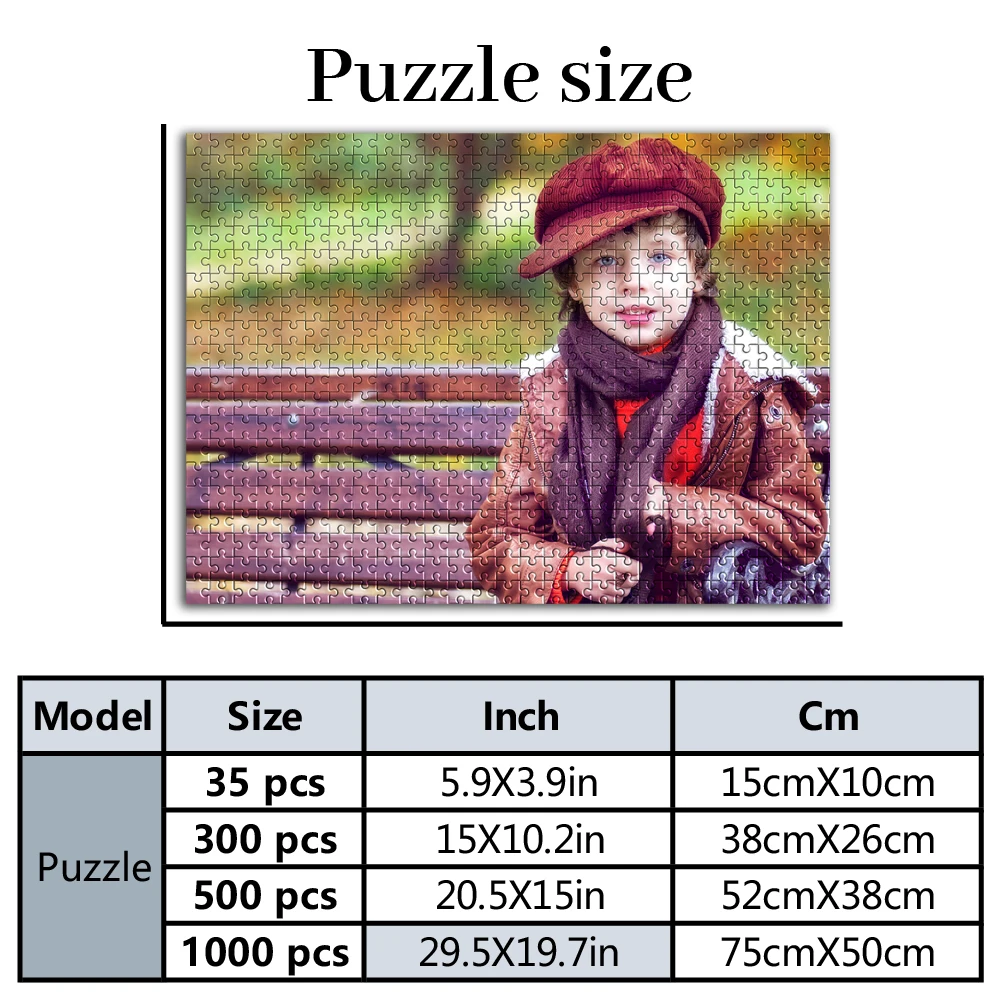 35/300/500/1000pcs Personalized Custom Photo Puzzle portrait Customize Puzzle Box From Memory Photo Gift