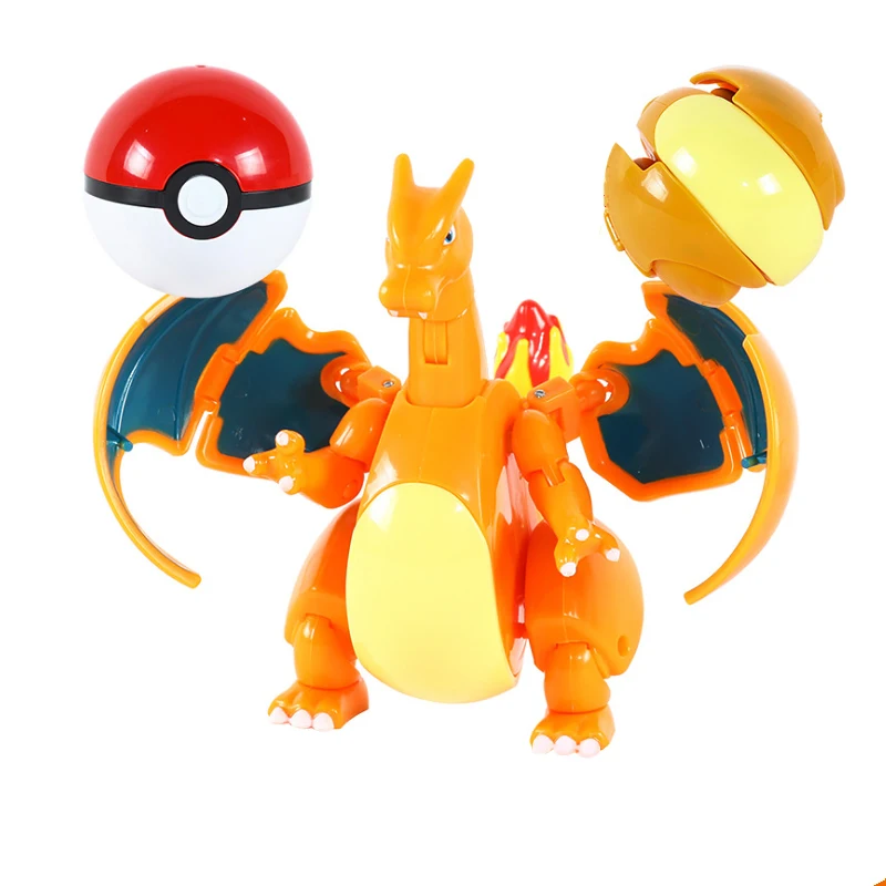 Figure Pokemon Pokeball transform Pikachu Charizard Venusaur Blastoise Mewtwo Gyarados Solgaleo Lunala Eevee poke ball toy gift