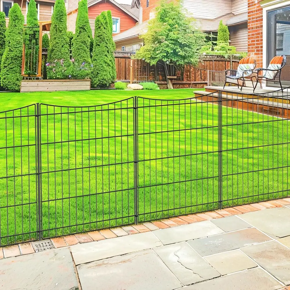 

Декоративный садовый забор из 6 секций, 3,6 м (длина) x 76 см (высота), уличный, с 6 панелями, из нержавеющей металлической проволоки, без копания, временный, для защиты от животных