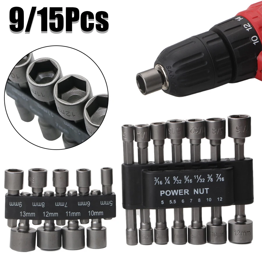 

9/14Pcs 5-13mm Hexagon Nut Driver Drill Bit Sets Adapter Socket Wrench Screw Adapter For Electric Screwdriver Tool Accessories