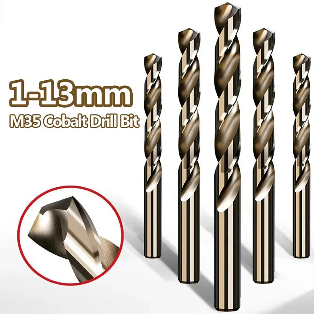 1mm-13mm Cobalt HSS Drill Bits M35 Straight Shank Twist Drill Bits For Stainless Steel Drilling Metalworking Tools Accessories