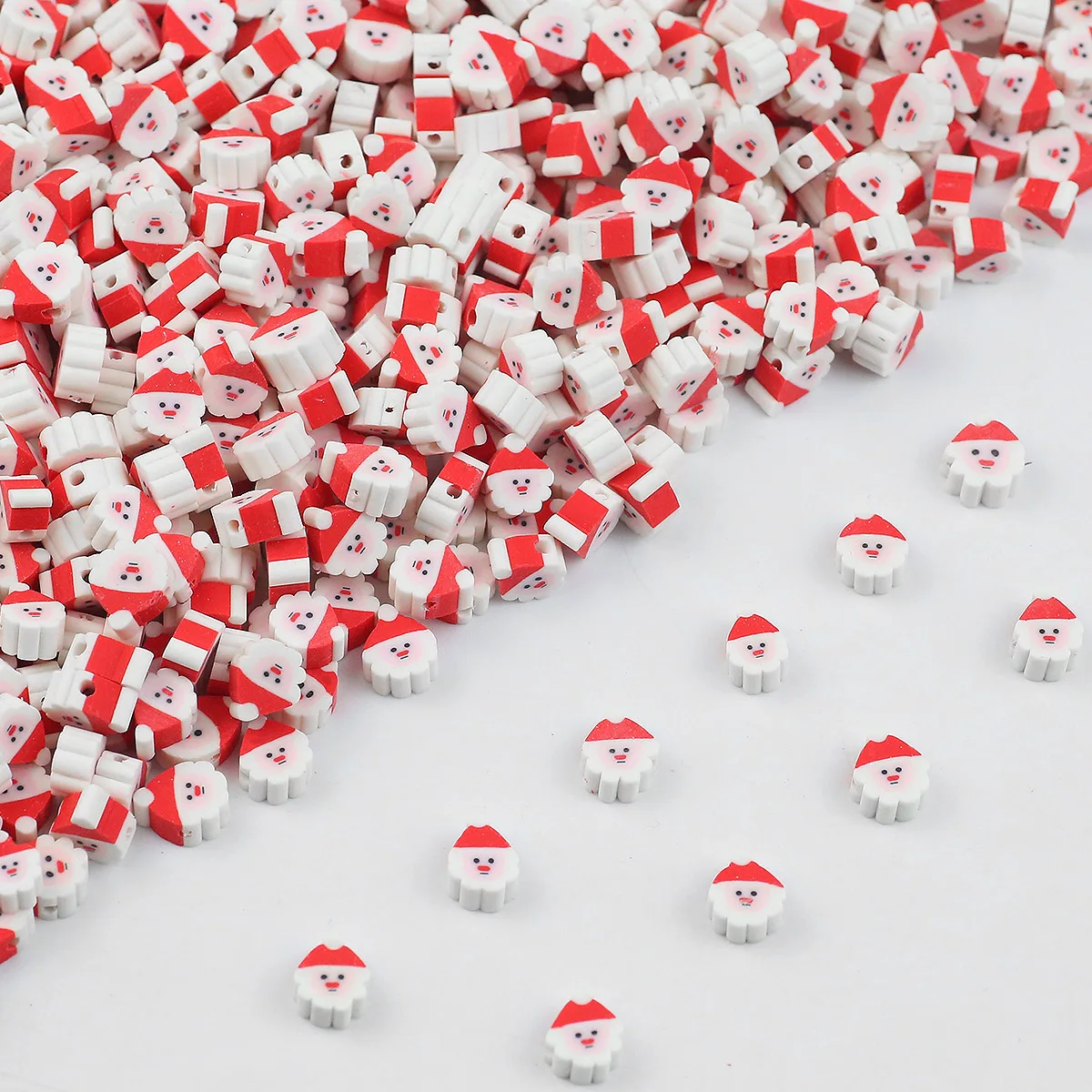 10MM 50/100/200/300Pcs Santa Claus Shape Polymer Clay Loose Beads For Jewelry Making DIY Charms Bracelets Christmas Accessories