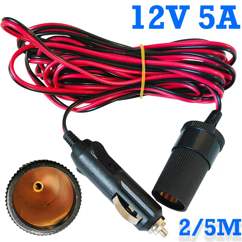 

2M/5M Car Cigarette Lighter Extension Cable 12/24V 10A Heavy Duty Extension Cable Interior Plug To Socket Female Socket Adapter