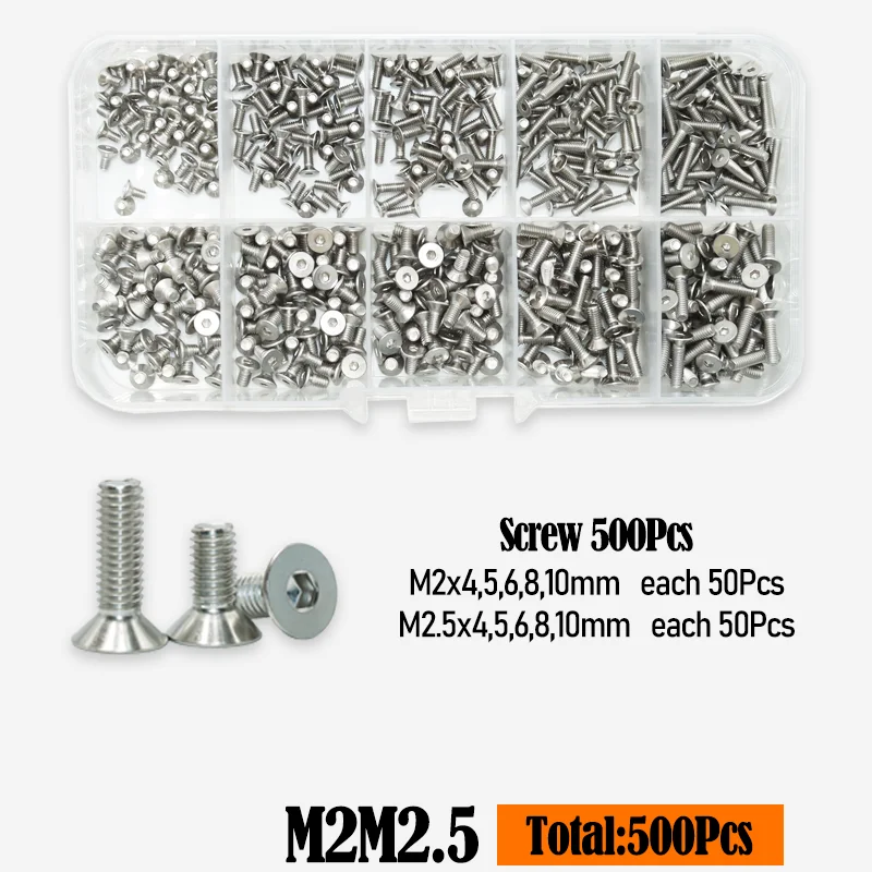 Innen sechs kant versenkte Flach kopfs ch raube Kit m2, 5 m3 m4 m5 m6 Sechs kant Innen sechs kant mutter 2,5 Edelstahl din7991 Maschinen schraube – Detail 10