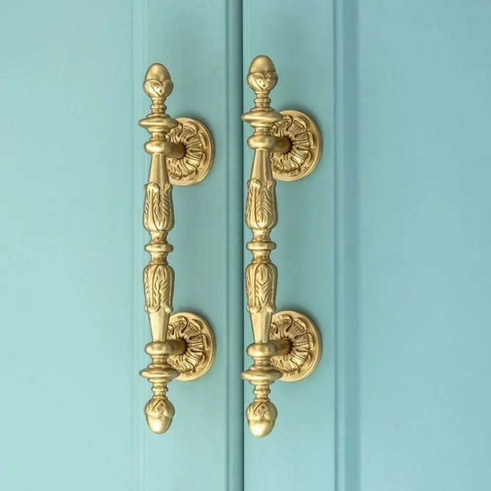 Solid Brass Furniture Handles Brushed Antique Brass Antique Bronze Finish Cabinet Pulls Single-Hole Mounting Long Handle Design