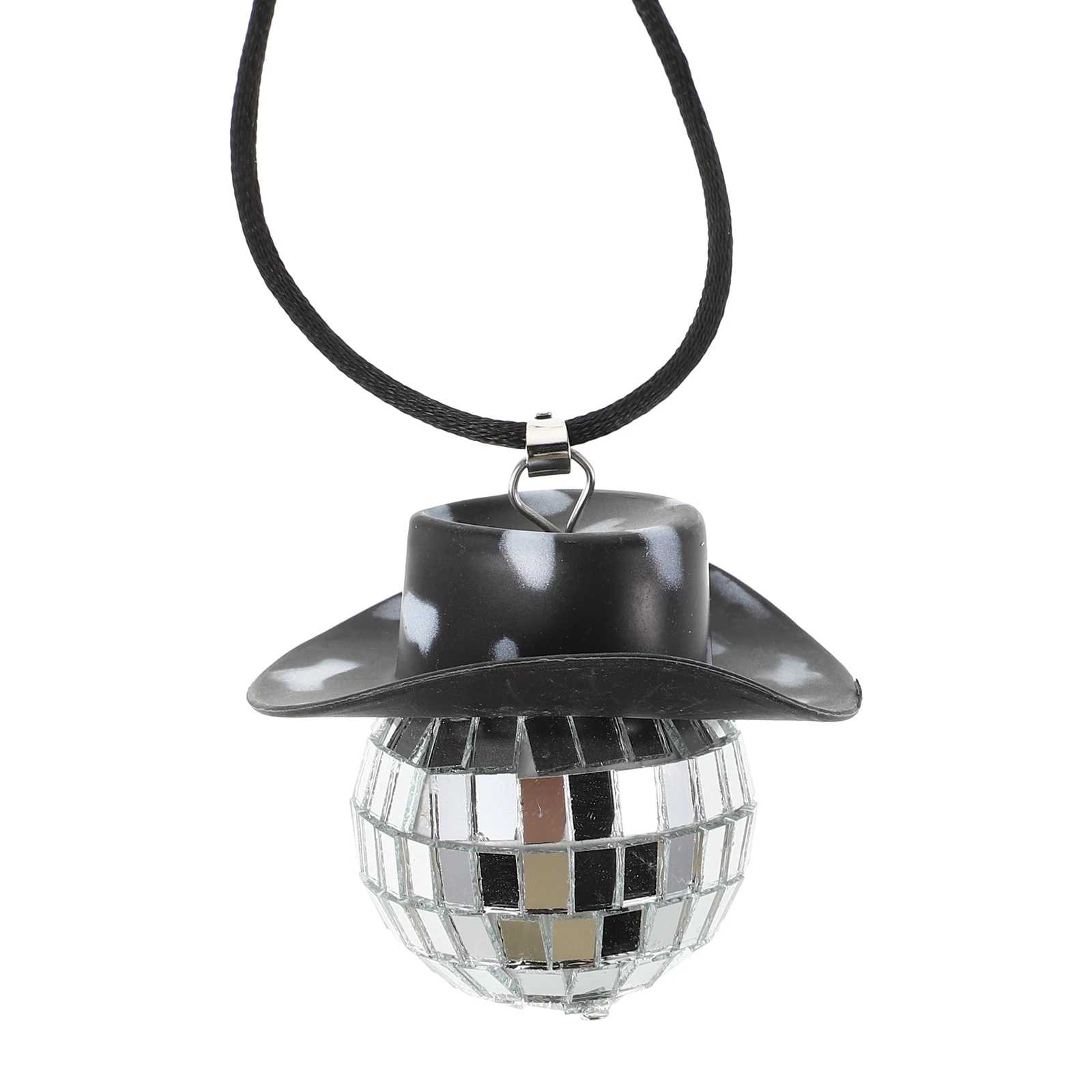 

Cowboy Hat nament 4CM Rope Mirrored Glass Ball Car Pendant Rear View Mirror Hanger Keychain Phone Charm Disco Ball