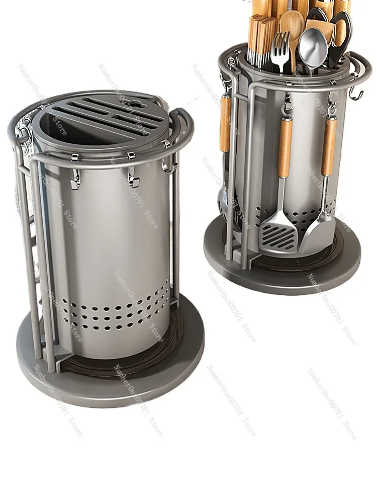 

Multifunctional Rotating Tool Holder Ladle Spoon Chopsticks Holder Kitchen Knife Rack Integrated Storage Fantastic