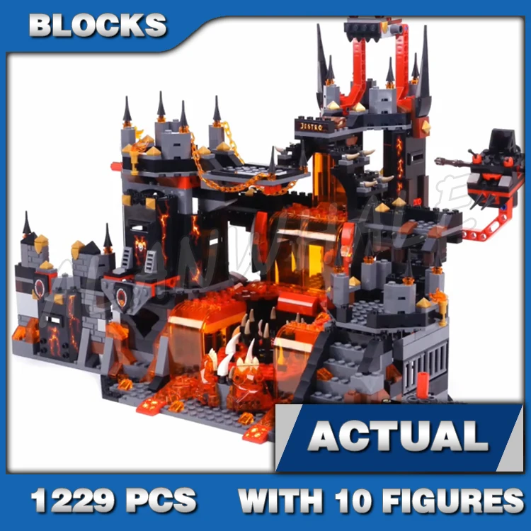 Nexoes Knights Fortrex Headquarters Knighton Rolling Castle Jestro Volcano Lair Hover Horse 10490 Building Blocks toy Model