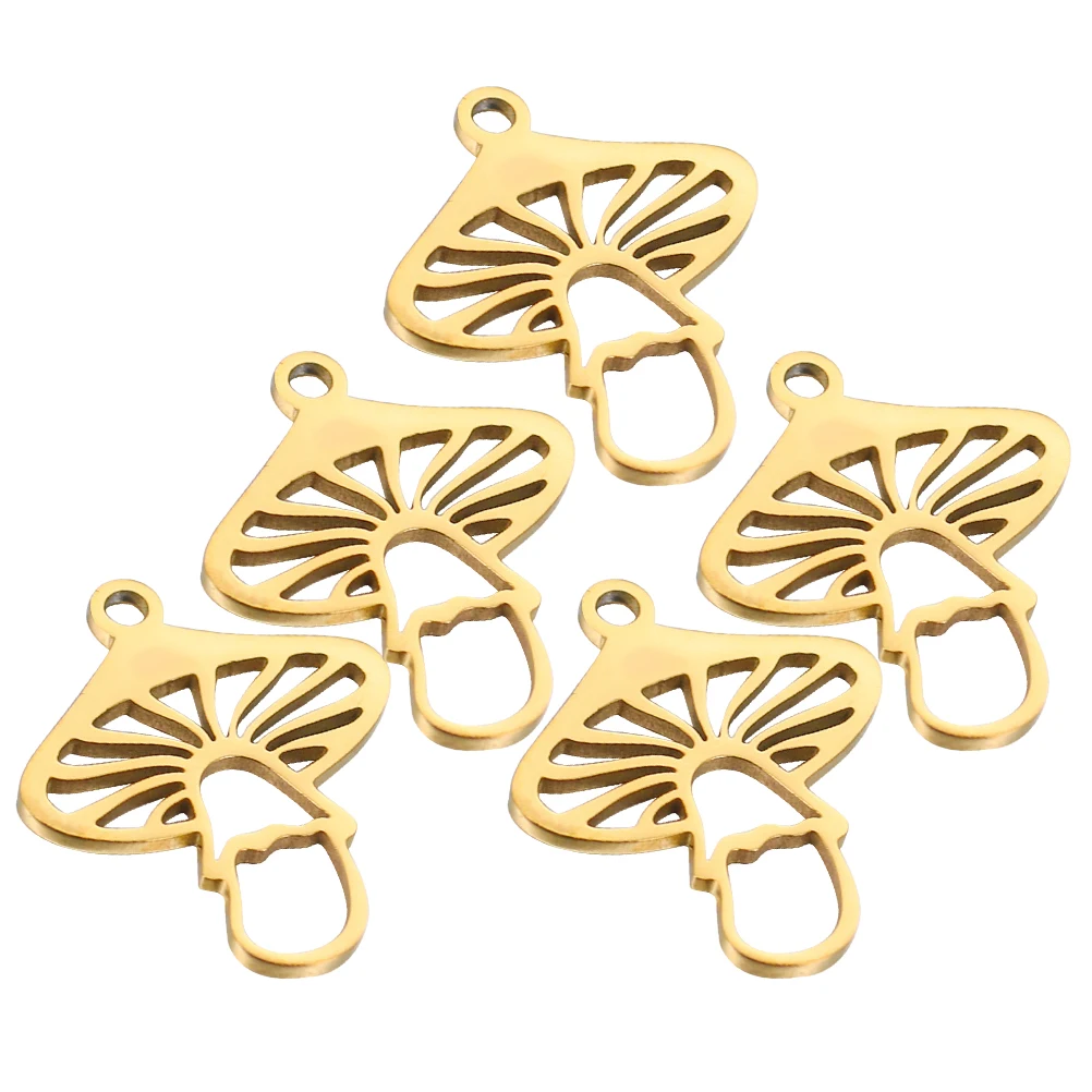 

5 шт. нежный кулон в виде гриба из нержавеющей стали для изготовления ожерелья ручной работы своими руками, легкий классический цвет