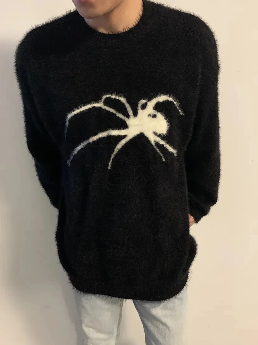 Spider Sweater for Women Pull Femme Vintage Thicked Fashion Jumper Ropa Mujer Korean Knitting Casual Oversized Y2k Pullovers