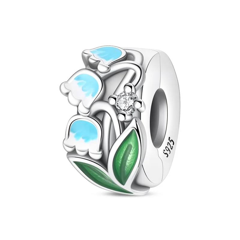 

Original 925 Sterling Silver Lily Flower Safety Buckle Charms Bead For Women Fine DIY Birthday Jewelry