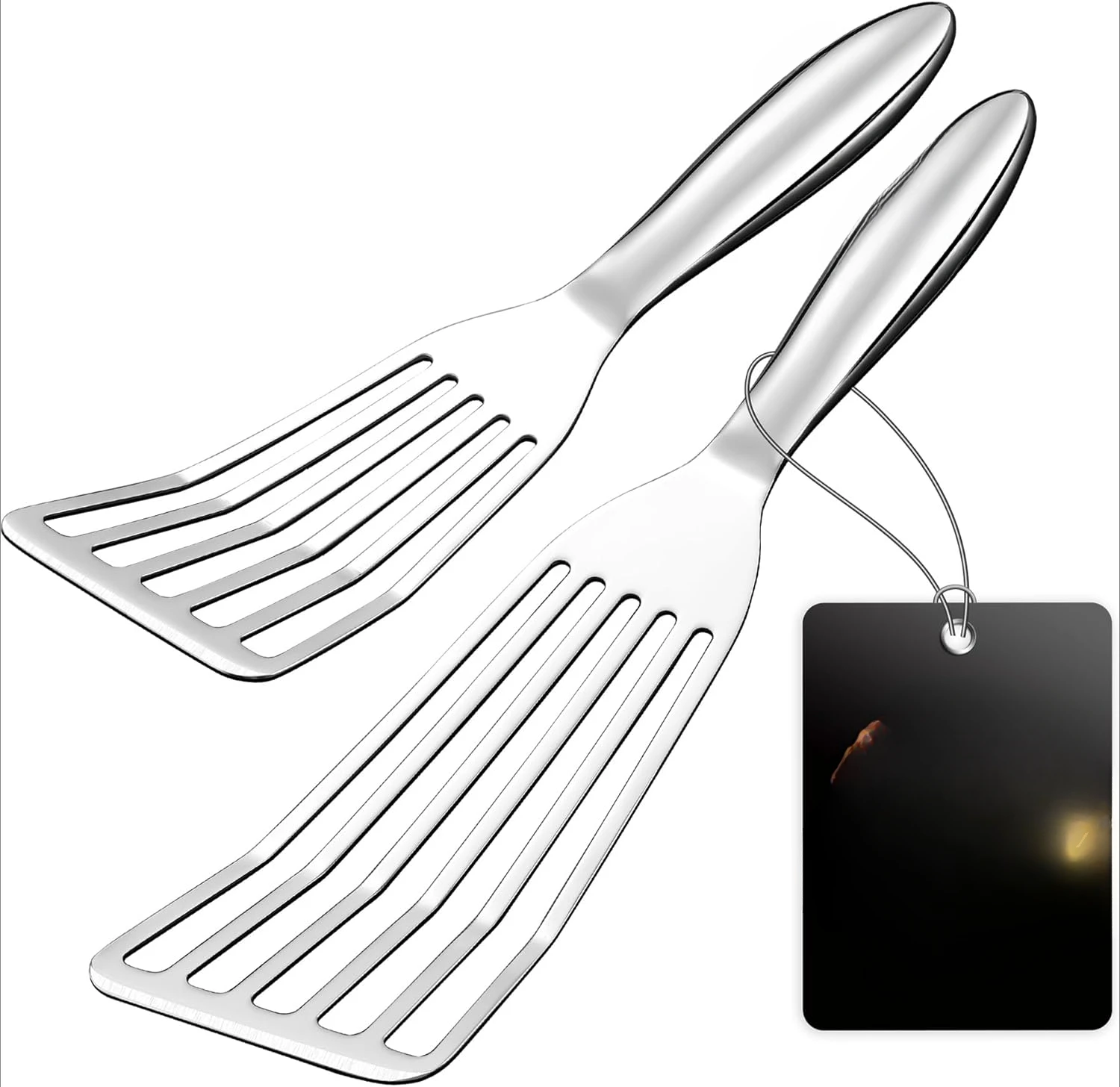 

1 large fish Turner spatula + 1 small skillet spatula, kitchen metal spatula, slotted spatula, thin-sided frying knife