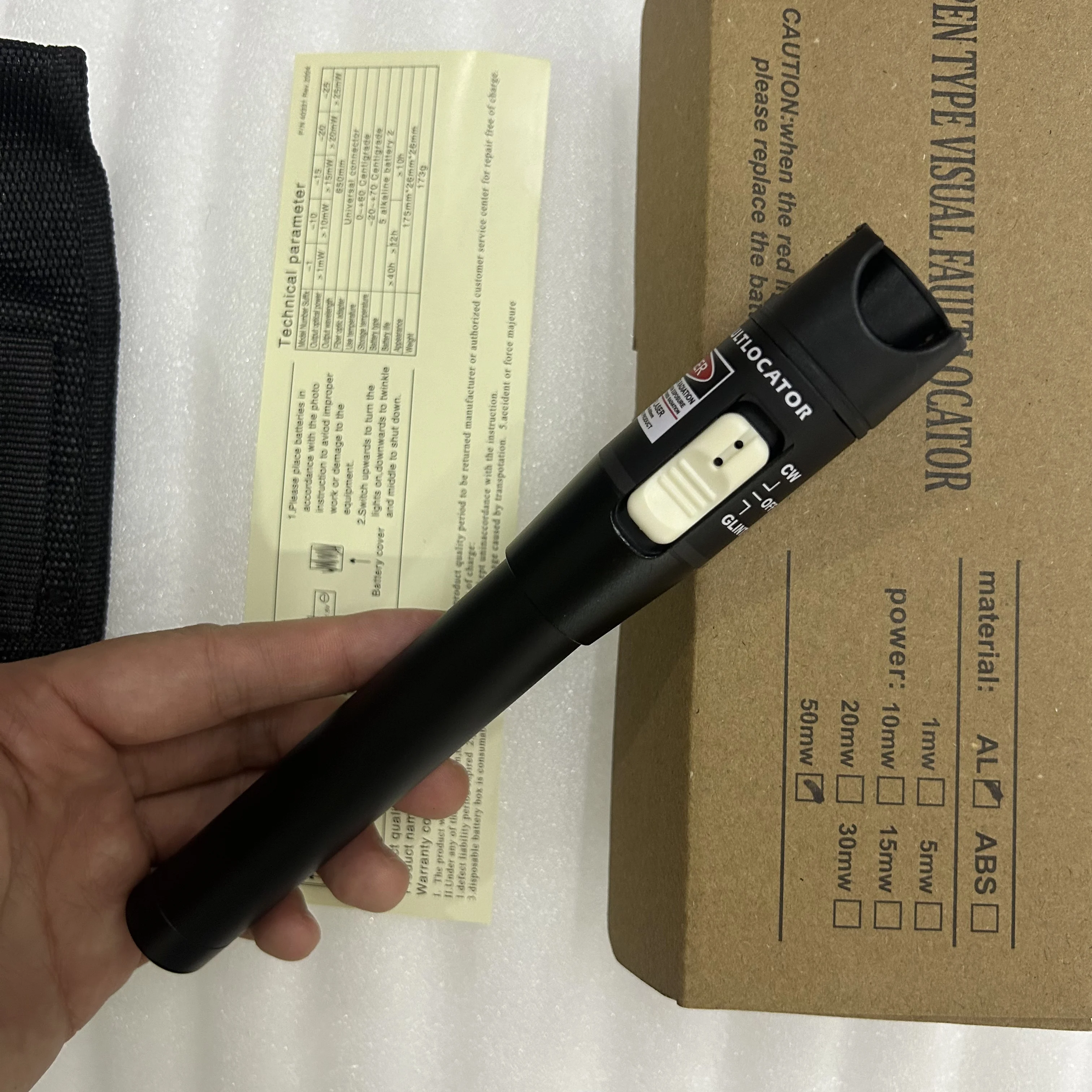 

50KM VFL Optic Light Source Fiber Cable Tester FC,SC,ST Universal 50mW Visual Fault Locator 650+10nm Wavelength