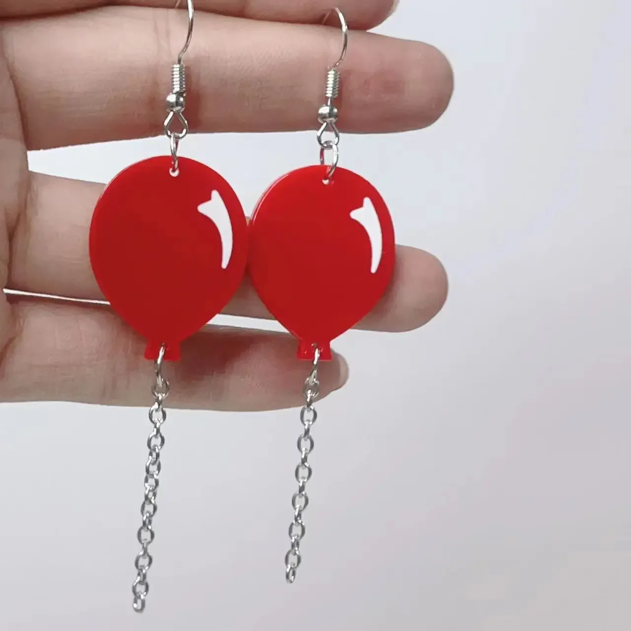 Harajuku Funny Cute Red Balloon Charms Earrings Creative Acrylic Korean Earrings for Women Girls Gift Unusual Fashion Jewelry